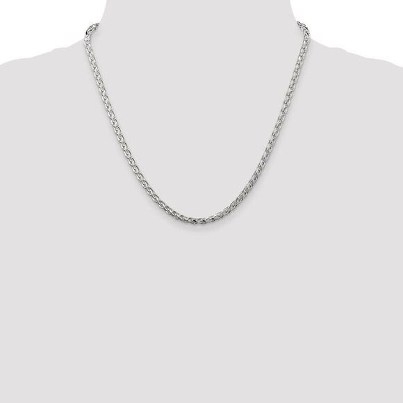 3.5mm Sterling Silver D/C Solid Round Spiga Chain Necklace, 20 Inch - Picture 2 of 8